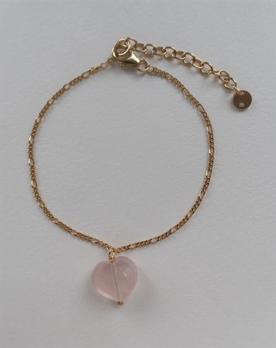 Stine A - Amour Armbånd - Rose Quarts/Guldfarvet